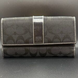 Coach Black Signature Women's Trifold or Checkbook Wallet